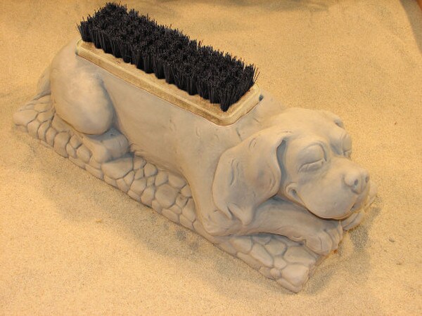 Sculptural Boot Brush Garden Statue Cement Cleaning Shoes Artwork